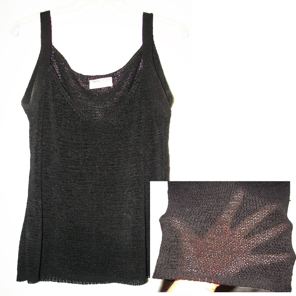Black Sheer Lace Mesh Top by Oveja Negra Designer Silvia Sarti Made in Uruguay